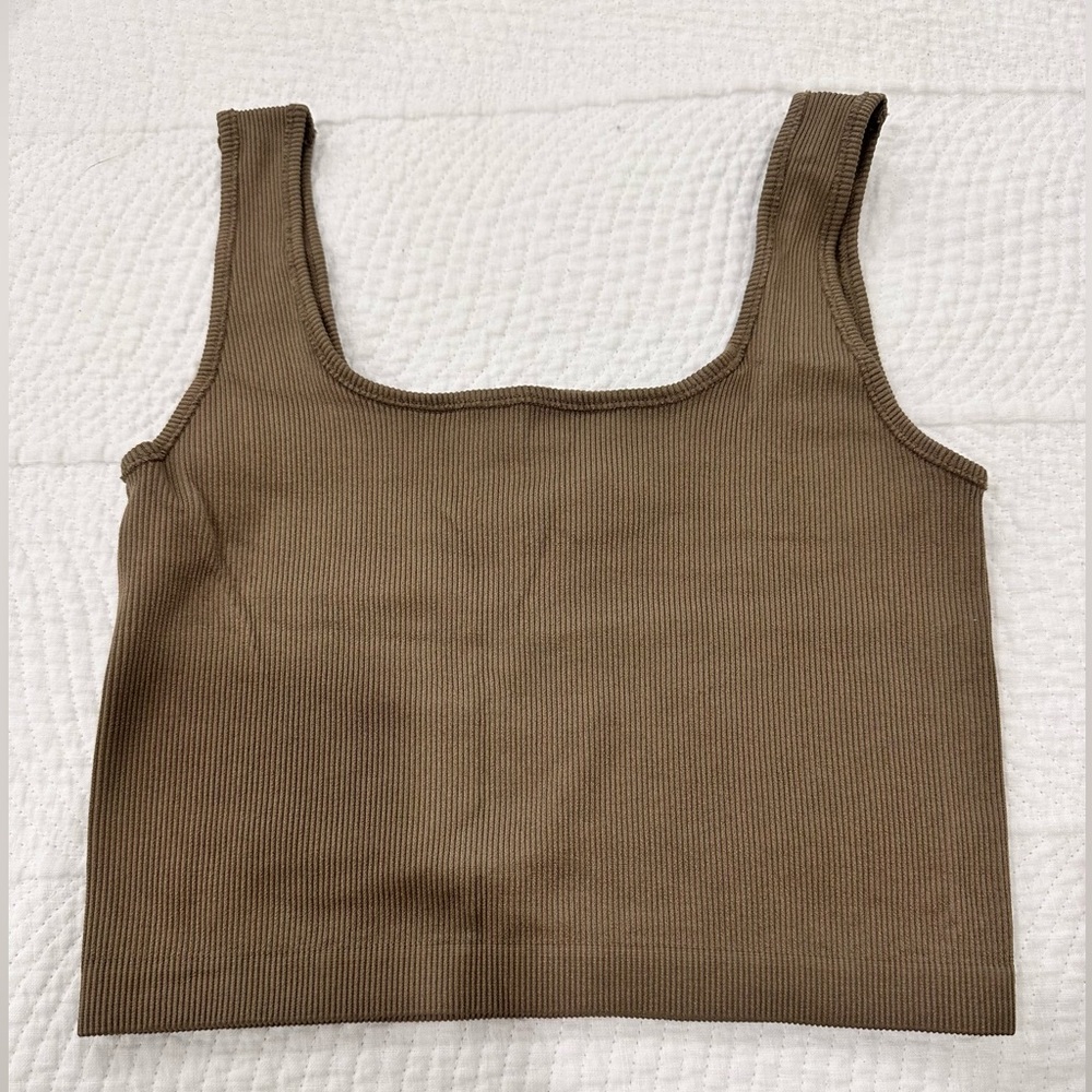 LSKD Brown Ribbed Tank Top